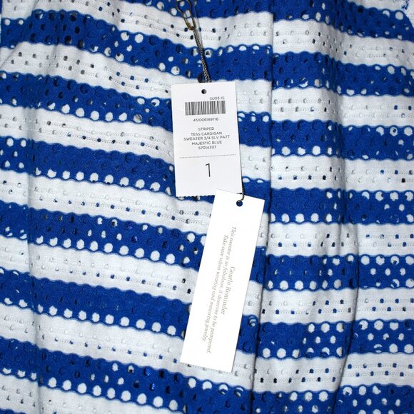 NWT Chico's Striped Tess Cardigan Sz 1 Majestic Blue - Picture 7 of 7